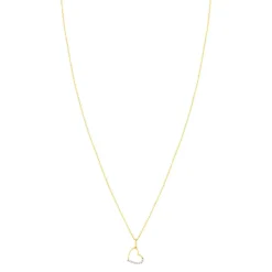 Collier or 375 jaune, zirconias motif coeur 45 cm
