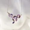 Collier or rose 375 améthystes grenats rhodolites topazes roses traitées 45 cm