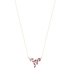 Collier or rose 375 améthystes grenats rhodolites topazes roses traitées 45 cm
