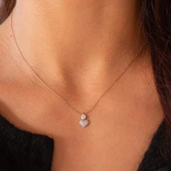 Collier or 375 rose coeur diamants 42 cm