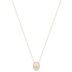 Collier or 375 rose pierre de lune et zirconia