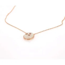 Collier or 375 rose pierre de lune et zirconia