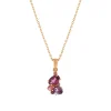 Collier or 375 rose pierres fines et diamant 45 cm