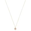 Collier or 375 rose quartz zirconia noir et perle