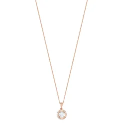Collier or 375 rose rond diamants 45 cm