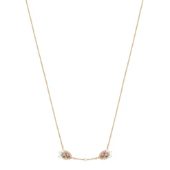 Collier or 375 rose topaze rose traitée zirconia et perle