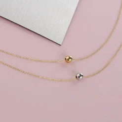 Collier 2 ors 375 double rang boules 42 cm