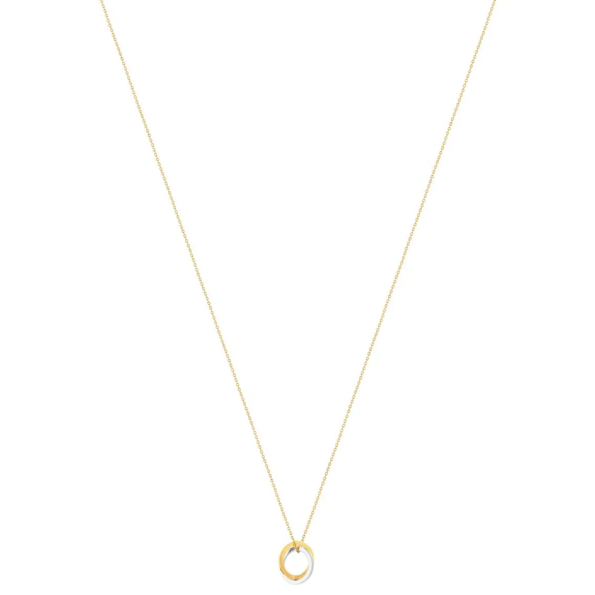 Collier or 375 2 tons anneaux entrelacés 42 cm