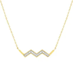 Collier or 375 2 tons diamants 42 cm, motif éclair