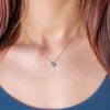 Collier or 750 2 tons diamants 42cm motif coeur