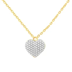 Collier or 750 2 tons diamants 42cm motif coeur