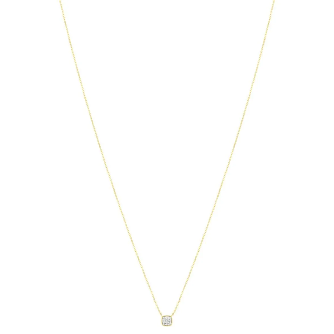 Collier or 375 2 tons diamants 42 cm motif carré