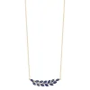 Collier or 375 2 tons feuille de laurier saphirs et diamants 45 cm