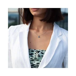 Collier or 375 2 tons fleur saphirs et diamants 45 cm