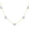 Collier or 375 2 tons, forme coeur, diamants. Longueur 45 cm.