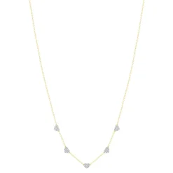Collier or 375 2 tons, forme coeur, diamants. Longueur 45 cm.