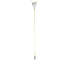Collier or  375 2 tons, forme goutte, diamants. Longueur 45 cm.