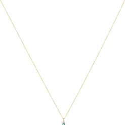 Collier or 375 2 tons émeraude et diamant 45 cm avec anneau de raccourcissement à 42cm