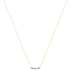 Collier or 375 2 tons émeraudes ovales et 2 diamants 42,5 cm