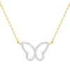 Collier or 375 2 tons papillon diamants 42 cm