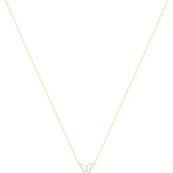 Collier or 375 2 tons papillon diamants 42 cm