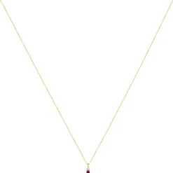 Collier or 375 2 tons rubis et diamant 45 cm avec anneau de raccourcissement à 42 cm