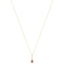 Collier or 375 2 tons rubis taille poire et diamants 45 cm