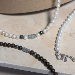Collier perles de culture de Chine et perles argent 48cm