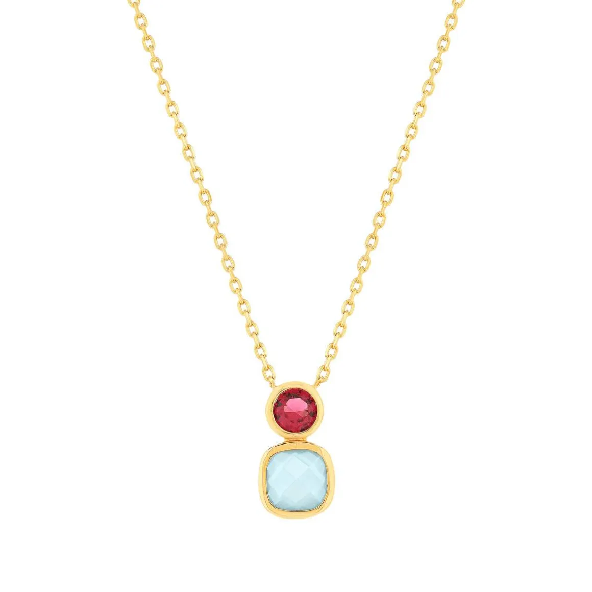 Collier plaqué or agate zirconia 45 cm