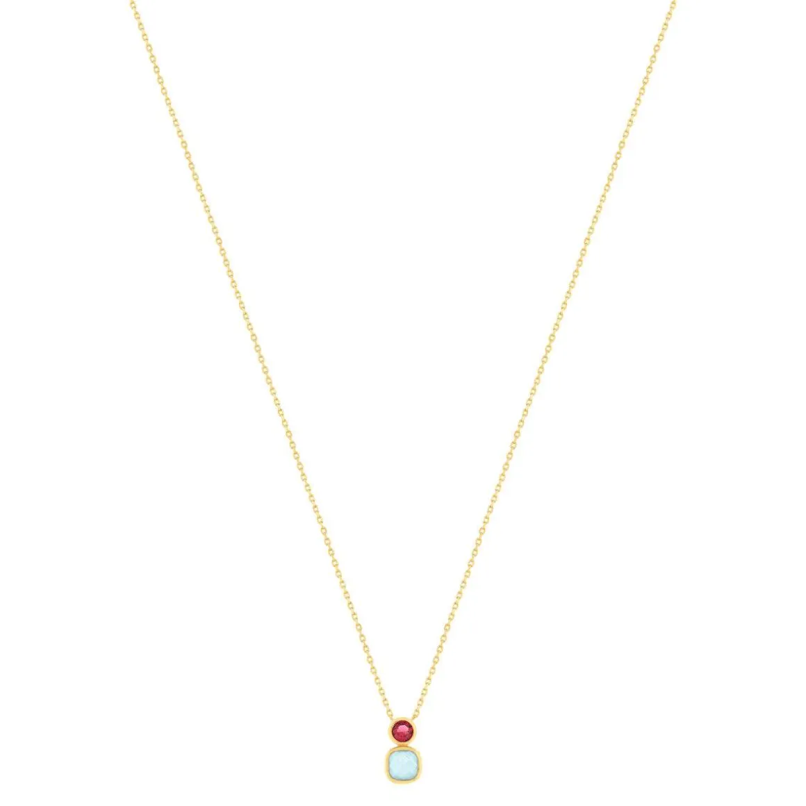 Collier plaqué or agate zirconia 45 cm