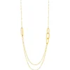 Collier plaqué or anneaux laque blanche 71cm.