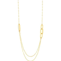 Collier plaqué or anneaux laque blanche 71cm.