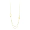 Collier plaqué or anneaux laque marron 70cm
