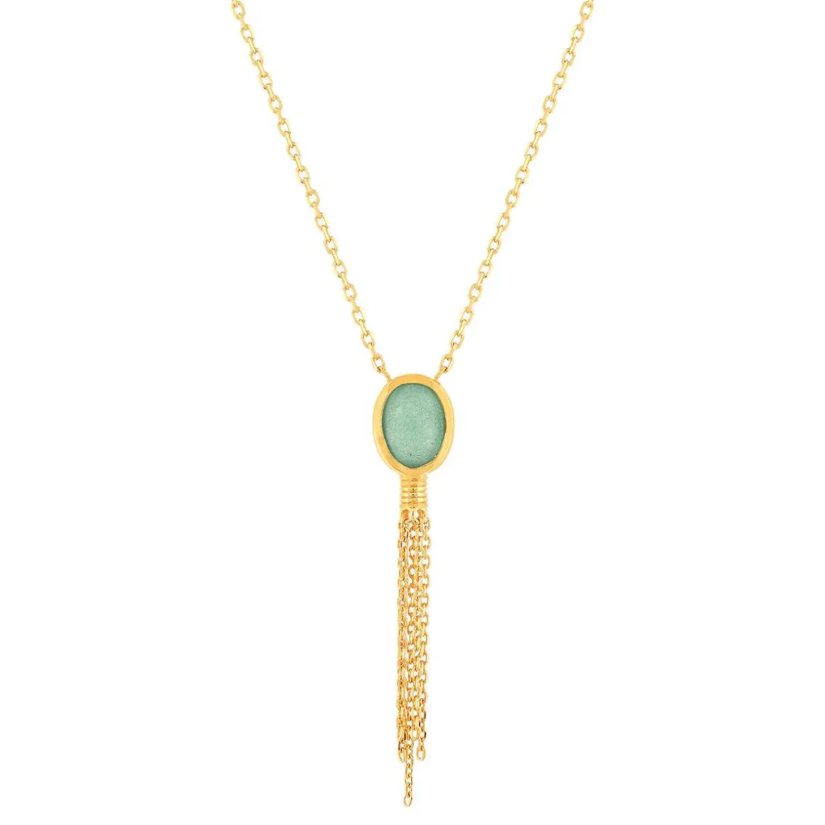 Collier plaqué or aventurine 45 cm