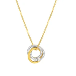 Collier plaqué or cercles entrelacés zirconias 45 cm