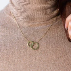 Collier plaqué or 2 cercles personnalisables entrelacés 45 cm