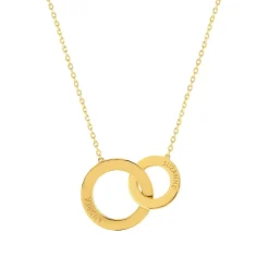 Collier plaqué or 2 cercles personnalisables entrelacés 45 cm