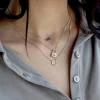 Collier plaqué or jaune améthyste 42 à 45 cm