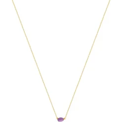 Collier plaqué or jaune améthyste 42 à 45 cm