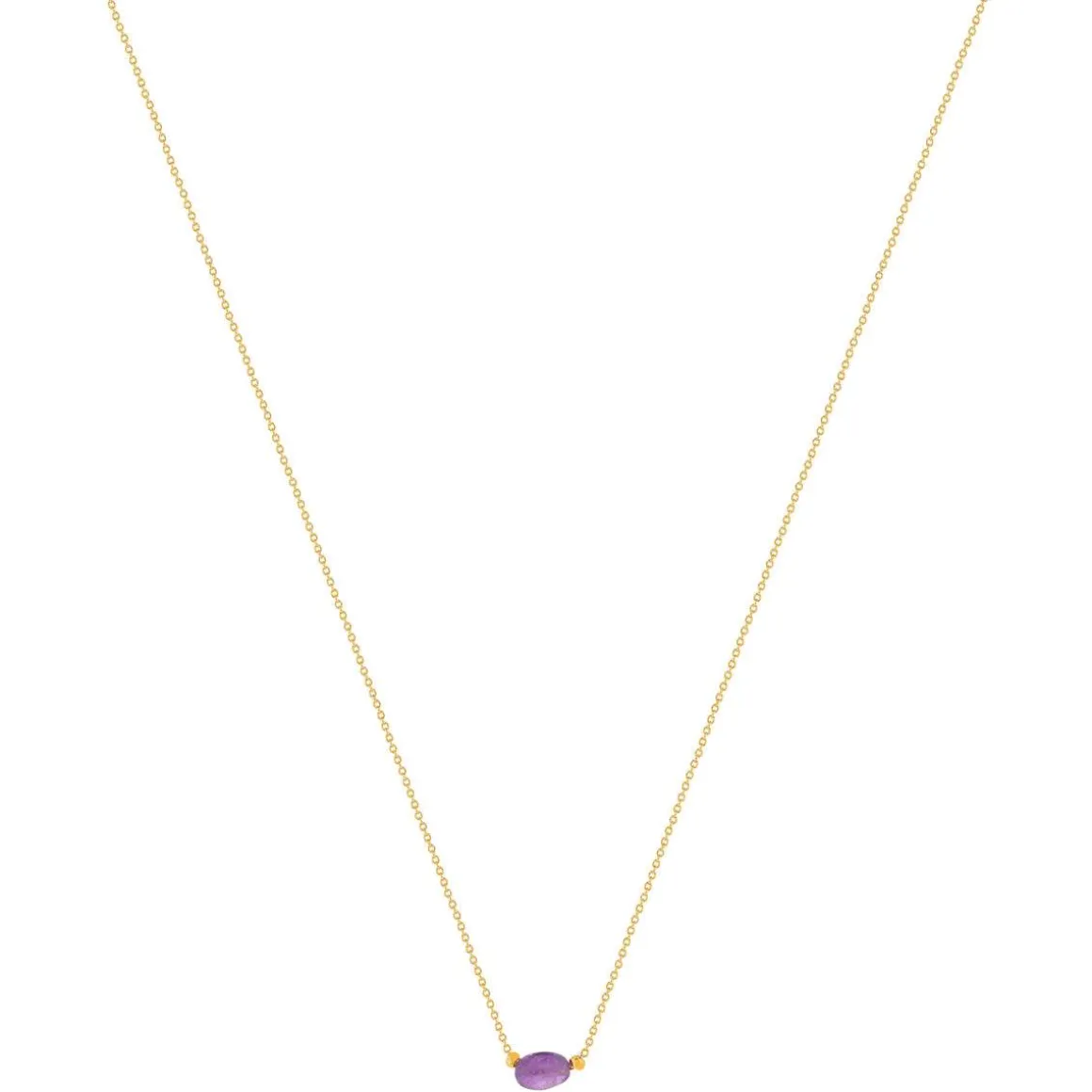 Collier plaqué or jaune améthyste 42 à 45 cm