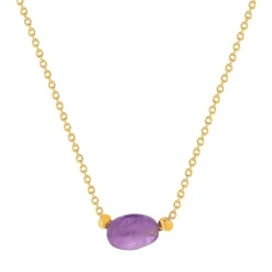 Collier plaqué or jaune améthyste 42 à 45 cm