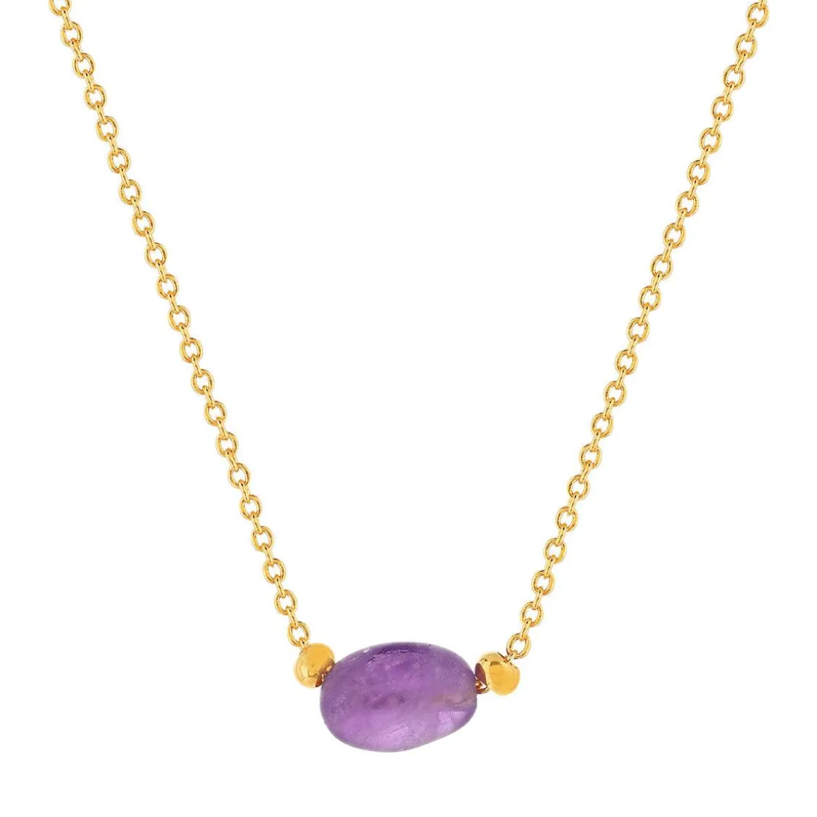 Collier plaqué or jaune améthyste 42 à 45 cm