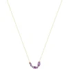 Collier plaqué or jaune améthystes 42 à 45 cm