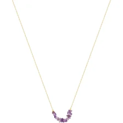 Collier plaqué or jaune améthystes 42 à 45 cm