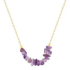 Collier plaqué or jaune améthystes 42 à 45 cm