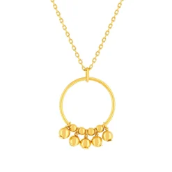 Collier plaqué or jaune cercle avec des boules en pampille 48 cm