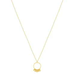 Collier plaqué or jaune cercle avec des boules en pampille 48 cm