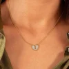 Collier plaqué or jaune coeur et zirconias 45cm
