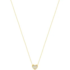 Collier plaqué or jaune coeur et zirconias 45cm
