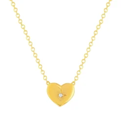 Collier plaqué or jaune coeur et zirconias 45cm